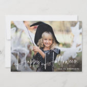 Handgeschreven script Happy Halloween-foto Feestdagenkaart (Voorkant)