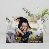 Handgeschreven script Happy Halloween-foto Folie Feestdagenkaart (Staand Voorkant)