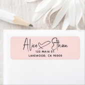 Handgeschreven Script Hart Modern Roze Blozen Etiket (Insitu)