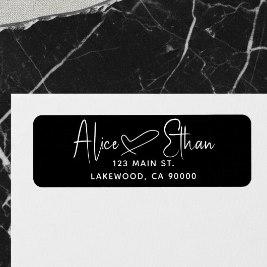 Handgeschreven Script Hart Modern Zwart Etiket