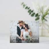 Handgeschreven Script Huwelijk Ons Avontuur Dank J Briefkaart (Staand voorkant)