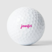 Handgeschreven Script Initiaal Roze Monogram Naam Golfballen (Voorkant)