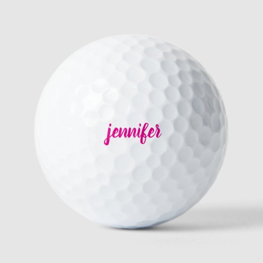 Handgeschreven Script Initiaal Roze Monogram Naam Golfballen (Voorkant)