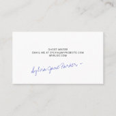 Handgeschreven Script Ink Blue Signature Simple Visitekaartje (Voorkant)