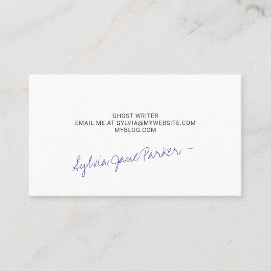 Handgeschreven Script Ink Blue Signature Simple Visitekaartje (Voorkant)