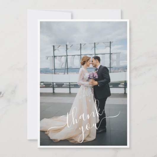 Handgeschreven script Je 2-fotohuwelijk toevoegen Bedankkaart (Voorkant)