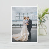 Handgeschreven script Je 2-fotohuwelijk toevoegen Bedankkaart (Staand voorkant)