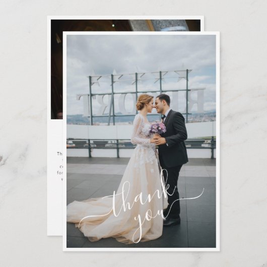 Handgeschreven script Je 2-fotohuwelijk toevoegen Bedankkaart (Voorkant / Achterkant)