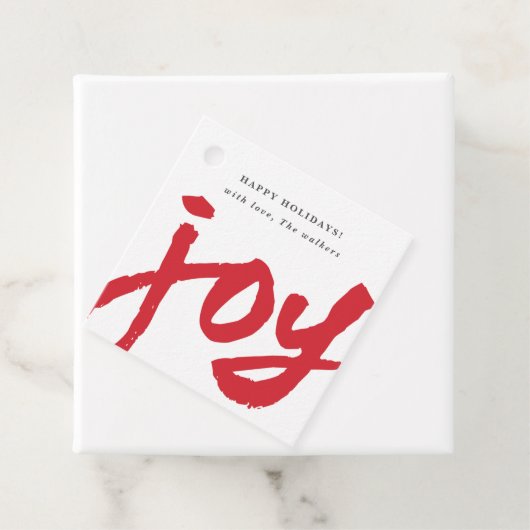 Handgeschreven script Joy Red Kerstfeestdag Gift Bedankjes Labels (In situ)