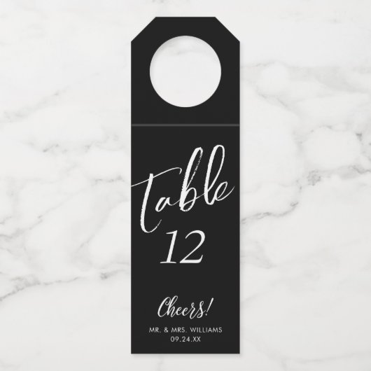 Handgeschreven script juicht tabelnummer flesje La Flessenhanger (Voorkant)