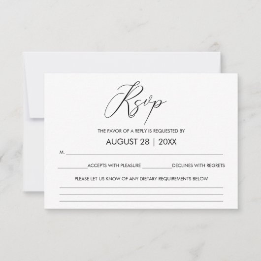 Handgeschreven script kalligrafie bruiloft RSVP Kaartje (Voorkant)