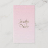 Handgeschreven script kalligrafie Roze Gold Luxe Visitekaartje (Voorkant)