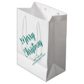 Handgeschreven Script Kerstmis Sjabloon Trendy Medium Cadeauzakje (Voorkant Gekanteld)