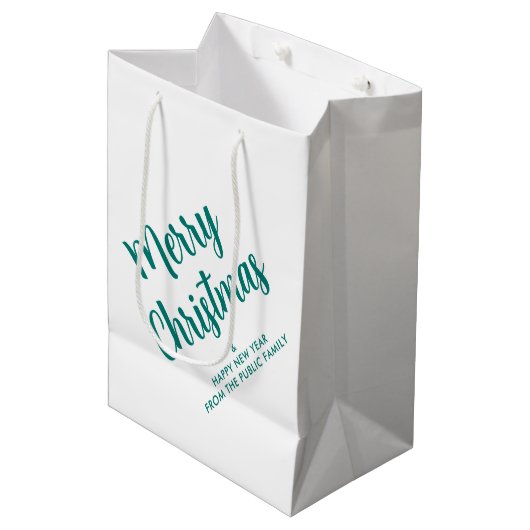 Handgeschreven Script Kerstmis Sjabloon Trendy Medium Cadeauzakje (Voorkant Gekanteld)
