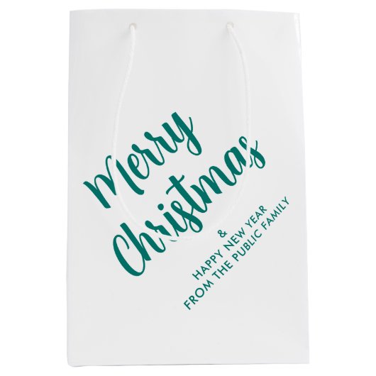 Handgeschreven Script Kerstmis Sjabloon Trendy Medium Cadeauzakje (Voorkant)