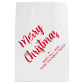 Handgeschreven Script Kerstmis Sjabloon Trendy Medium Cadeauzakje (Achterkant)