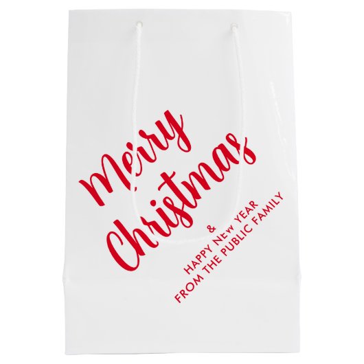 Handgeschreven Script Kerstmis Sjabloon Trendy Medium Cadeauzakje (Achterkant)