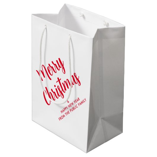 Handgeschreven Script Kerstmis Sjabloon Trendy Medium Cadeauzakje (Achterkant Gekanteld)
