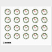 Handgeschreven Script Kerstvreugde Krans Naam Ronde Sticker (Vel)