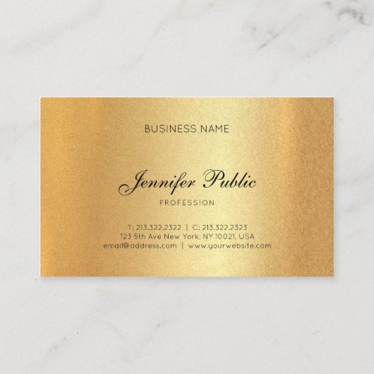 Handgeschreven script legant Calligraphy Faux Gold Visitekaartje (Achterkant)