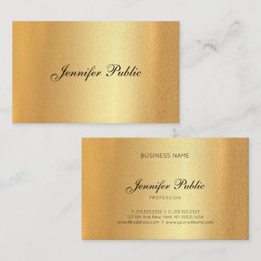 Handgeschreven script legant Calligraphy Faux Gold Visitekaartje (Voorkant / Achterkant)