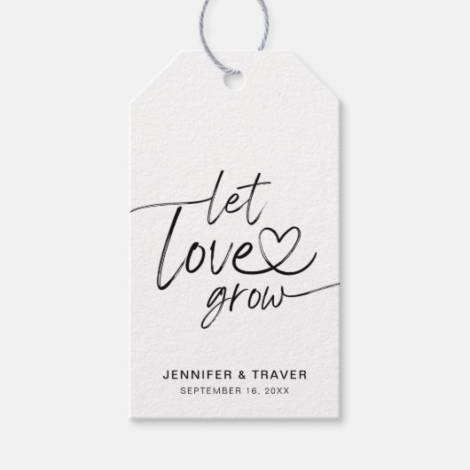 Handgeschreven script Let Love Grow Wedding Favor Cadeaulabel (Voorkant)