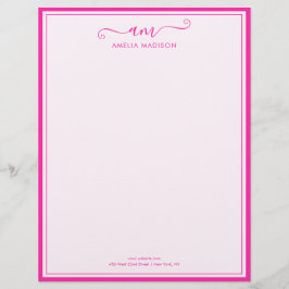 Handgeschreven script Levendig roze briefpapier Briefhoofd