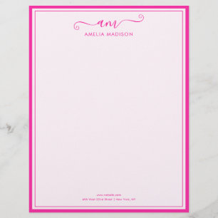 Handgeschreven script Levendig roze briefpapier Briefhoofd