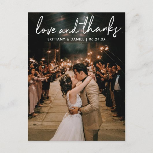 Handgeschreven Script Liefde Dank Huwelijk Briefkaart (Voorkant)