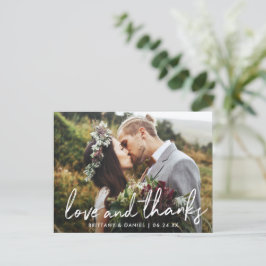 Handgeschreven Script Liefde en Dank Huwelijk Briefkaart