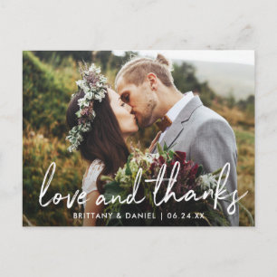 Handgeschreven Script Liefde en Dank Huwelijk Briefkaart