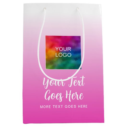 Handgeschreven Script Logo Hier Roze Aangepaste Sj Medium Cadeauzakje (Voorkant)