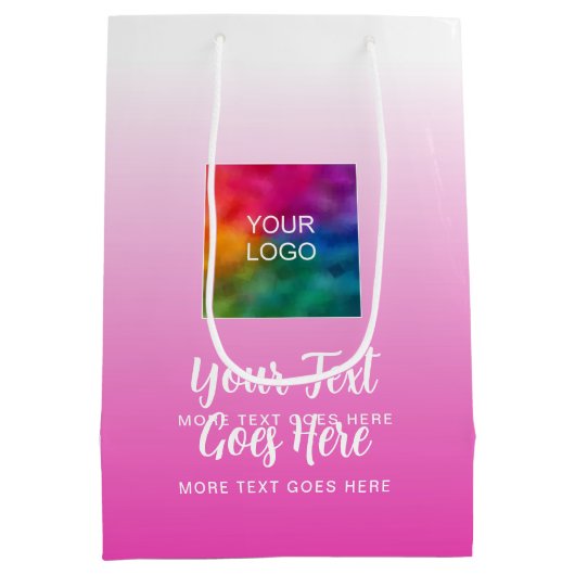 Handgeschreven Script Logo Hier Roze Aangepaste Sj Medium Cadeauzakje (Achterkant)