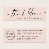 Handgeschreven script logo roze dank u invoegtoepa mini visitekaartjes (Voorkant /achterkant)