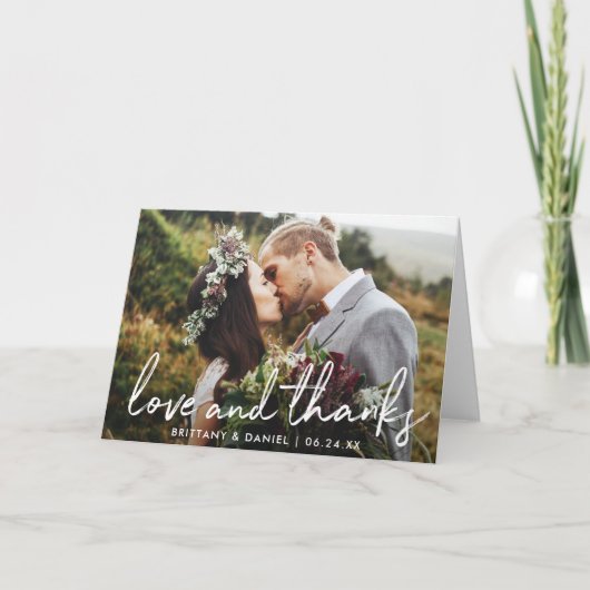 Handgeschreven Script Love and Bedankt Wedding Fol (Voorkant)