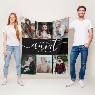 Handgeschreven Script Love You Tunt (Name) 6-Photo Fleece Deken