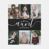 Handgeschreven Script Love You Tunt (Name) 6-Photo Fleece Deken (Voorkant)