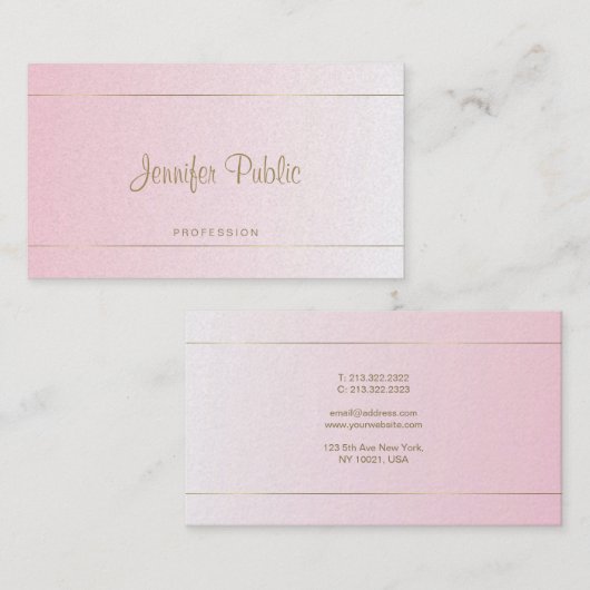 Handgeschreven Script Luxe Glamour Kalligrafie Visitekaartje (Voorkant / Achterkant)