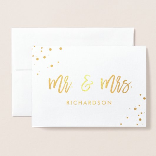 handgeschreven script | Meneer en mevrouw met trou Folie Kaarten (Voorkant met envelop)
