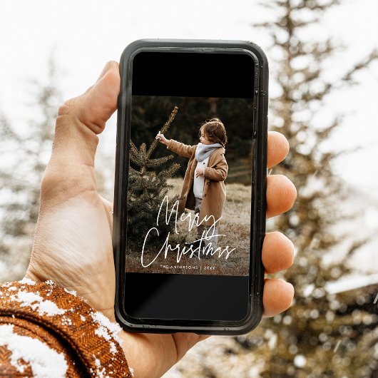 Handgeschreven script Merry 2 Photo Feestdagenkaart