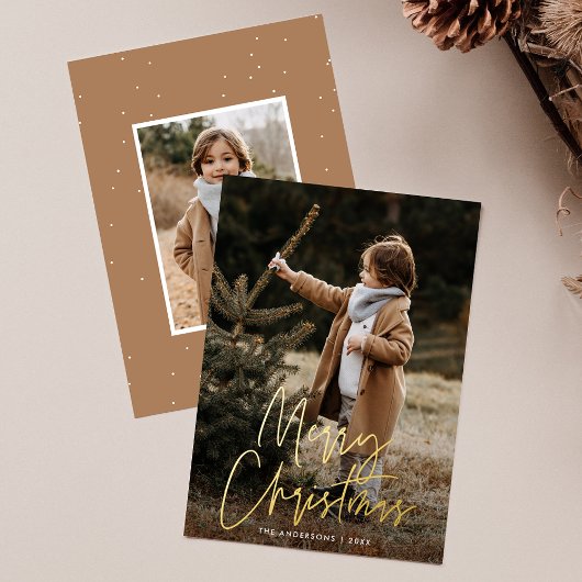 Handgeschreven script Merry 2 Photo Folie Feestdagenkaart