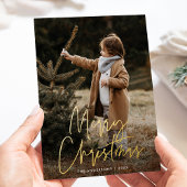 Handgeschreven script Merry 2 Photo Folie Feestdagenkaart