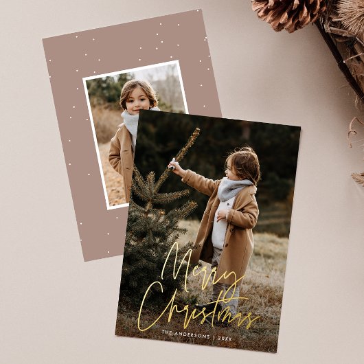 Handgeschreven script Merry 2 Photo Folie Feestdagenkaart