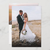 Handgeschreven script met hartfoto's bruiloft bedankkaart (Voorkant / Achterkant)