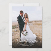 Handgeschreven script met hartfoto's Trouwen Bedankkaart (Voorkant)