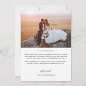 Handgeschreven script met hartfoto's Trouwen Bedankkaart (Achterkant)