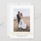 Handgeschreven script met hartfoto's Trouwen Bedankkaart (Voorkant)