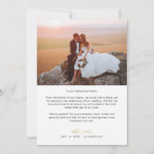 Handgeschreven script met hartfoto's Trouwen Bedankkaart (Achterkant)