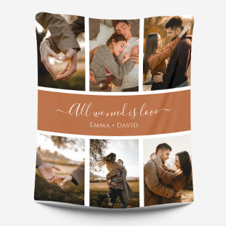 Handgeschreven Script met Namen 6-Foto Fleece Deken