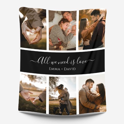 Handgeschreven Script met Namen 6-Foto Fleece Deken